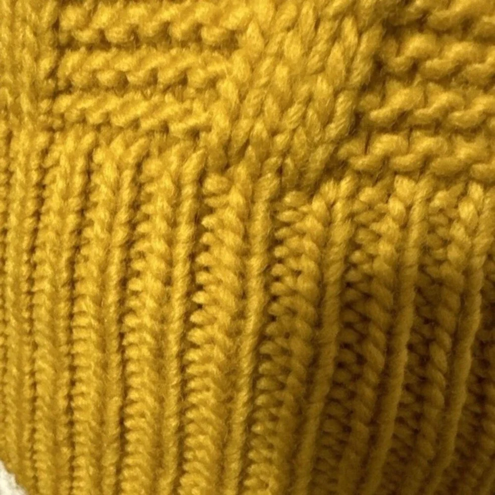 LOFT Mustard Yellow Cable Knit Short Sleeve Turtleneck Sweater M Comfy 26-01‎